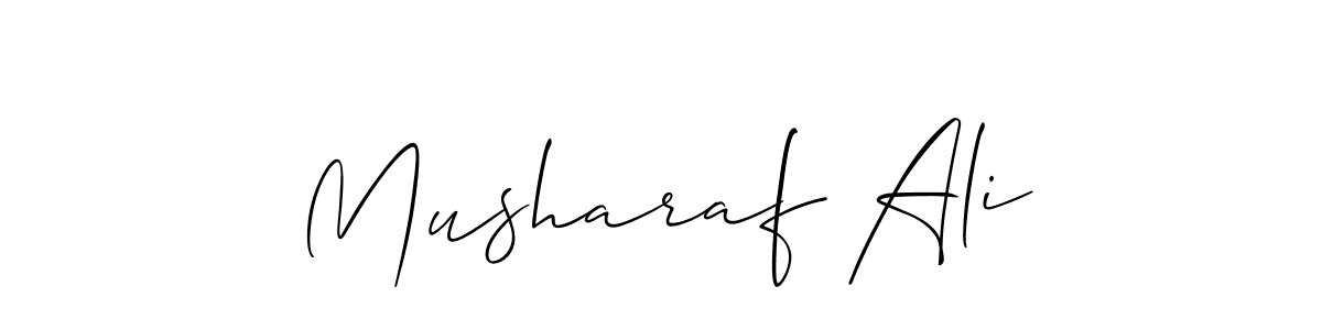 Also You can easily find your signature by using the search form. We will create Musharaf Ali name handwritten signature images for you free of cost using Allison_Script sign style. Musharaf Ali signature style 2 images and pictures png