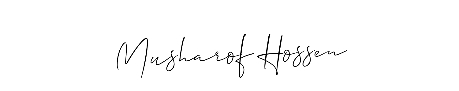 Musharof Hossen stylish signature style. Best Handwritten Sign (Allison_Script) for my name. Handwritten Signature Collection Ideas for my name Musharof Hossen. Musharof Hossen signature style 2 images and pictures png