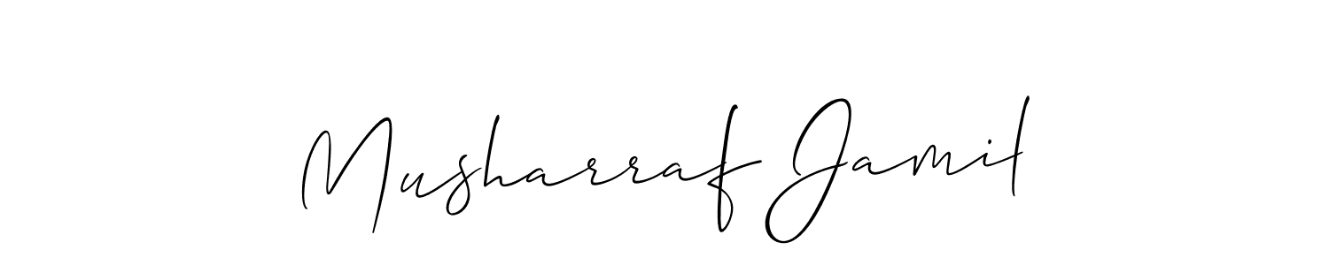 It looks lik you need a new signature style for name Musharraf Jamil. Design unique handwritten (Allison_Script) signature with our free signature maker in just a few clicks. Musharraf Jamil signature style 2 images and pictures png