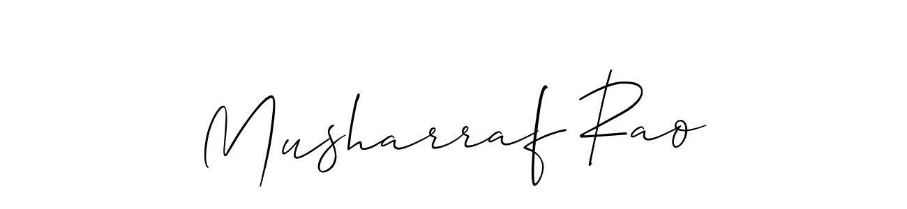 Make a beautiful signature design for name Musharraf Rao. With this signature (Allison_Script) style, you can create a handwritten signature for free. Musharraf Rao signature style 2 images and pictures png