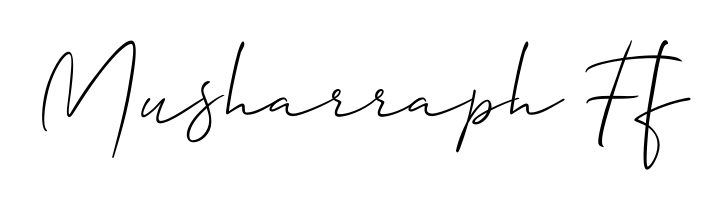 A stylish, flowing autograph style designed for name Musharraph Ff using Allison_Script typography. Perfect for digital creative projects. Musharraph Ff signature style 2 images and pictures png