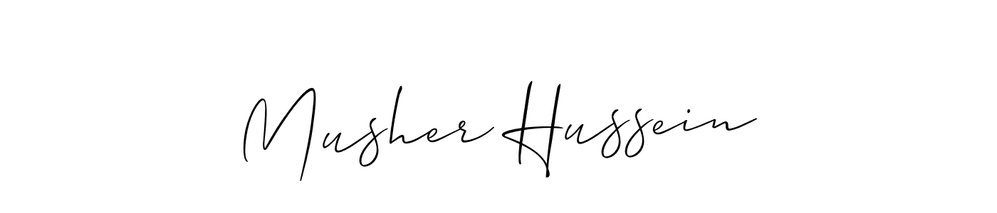 Design your own signature with our free online signature maker. With this signature software, you can create a handwritten (Allison_Script) signature for name Musher Hussein. Musher Hussein signature style 2 images and pictures png