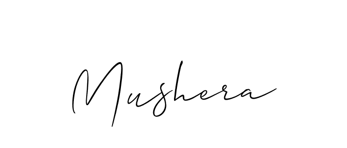 Design your own signature with our free online signature maker. With this signature software, you can create a handwritten (Allison_Script) signature for name Mushera. Mushera signature style 2 images and pictures png