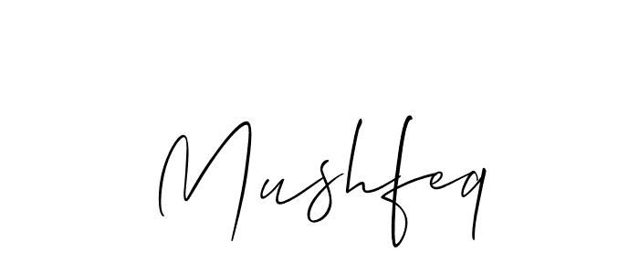 How to make Mushfeq signature? Allison_Script is a professional autograph style. Create handwritten signature for Mushfeq name. Mushfeq signature style 2 images and pictures png