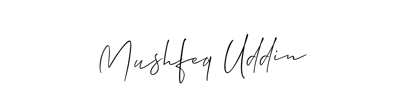 Allison_Script is a professional signature style that is perfect for those who want to add a touch of class to their signature. It is also a great choice for those who want to make their signature more unique. Get Mushfeq Uddin name to fancy signature for free. Mushfeq Uddin signature style 2 images and pictures png