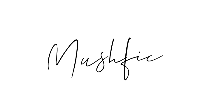Make a beautiful signature design for name Mushfic. With this signature (Allison_Script) style, you can create a handwritten signature for free. Mushfic signature style 2 images and pictures png