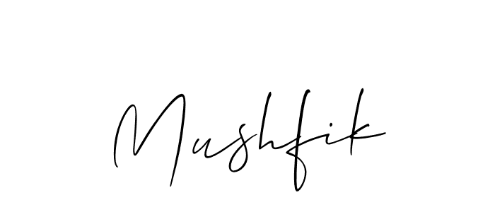 Make a short Mushfik signature style. Manage your documents anywhere anytime using Allison_Script. Create and add eSignatures, submit forms, share and send files easily. Mushfik signature style 2 images and pictures png