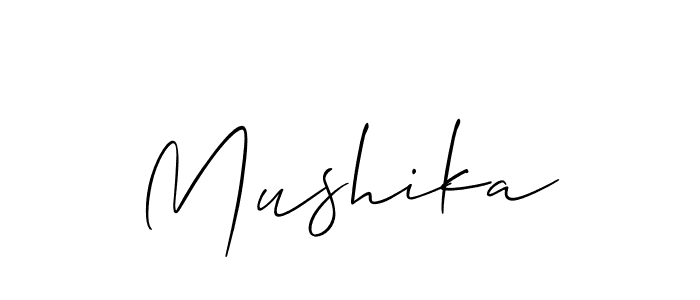 You should practise on your own different ways (Allison_Script) to write your name (Mushika) in signature. don't let someone else do it for you. Mushika signature style 2 images and pictures png