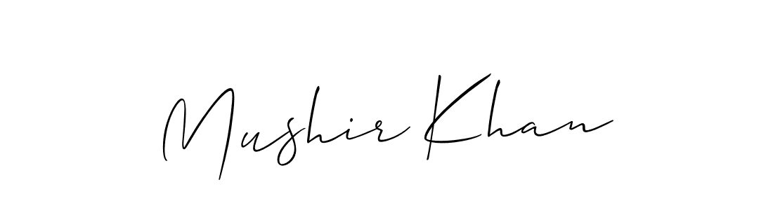 The best way (Allison_Script) to make a short signature is to pick only two or three words in your name. The name Mushir Khan include a total of six letters. For converting this name. Mushir Khan signature style 2 images and pictures png