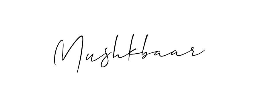 if you are searching for the best signature style for your name Mushkbaar. so please give up your signature search. here we have designed multiple signature styles  using Allison_Script. Mushkbaar signature style 2 images and pictures png