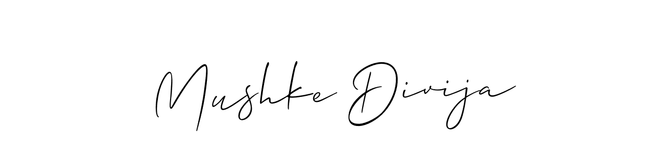 Mushke Divija stylish signature style. Best Handwritten Sign (Allison_Script) for my name. Handwritten Signature Collection Ideas for my name Mushke Divija. Mushke Divija signature style 2 images and pictures png