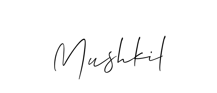 Also we have Mushkil name is the best signature style. Create professional handwritten signature collection using Allison_Script autograph style. Mushkil signature style 2 images and pictures png