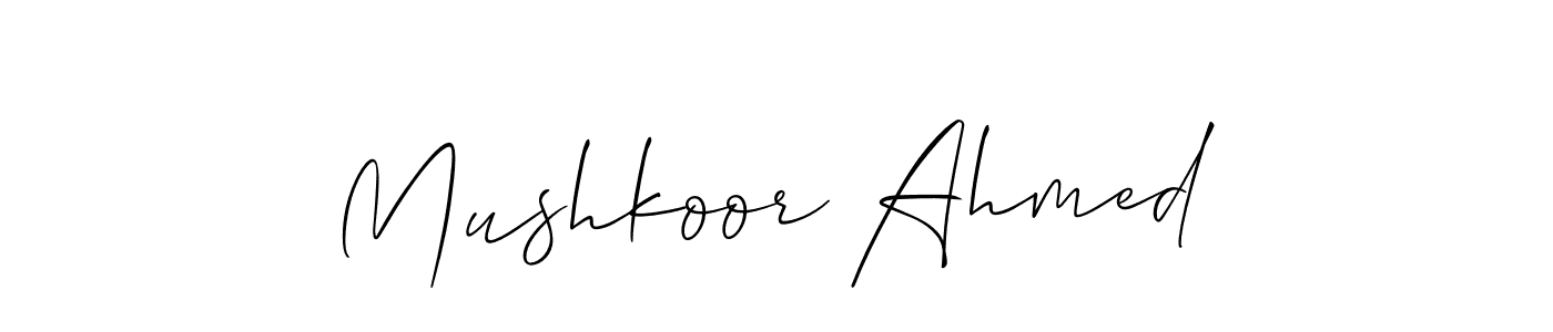 Use a signature maker to create a handwritten signature online. With this signature software, you can design (Allison_Script) your own signature for name Mushkoor Ahmed. Mushkoor Ahmed signature style 2 images and pictures png