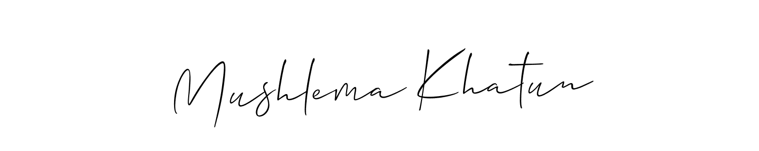 Use a signature maker to create a handwritten signature online. With this signature software, you can design (Allison_Script) your own signature for name Mushlema Khatun. Mushlema Khatun signature style 2 images and pictures png