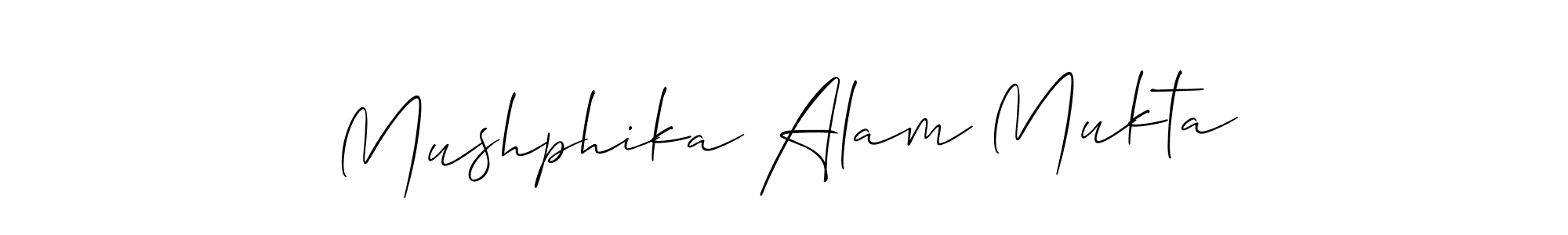 Create a beautiful signature design for name Mushphika Alam Mukta. With this signature (Allison_Script) fonts, you can make a handwritten signature for free. Mushphika Alam Mukta signature style 2 images and pictures png