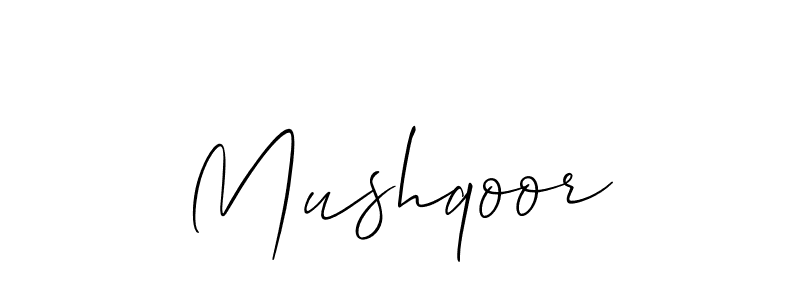 Create a beautiful signature design for name Mushqoor. With this signature (Allison_Script) fonts, you can make a handwritten signature for free. Mushqoor signature style 2 images and pictures png