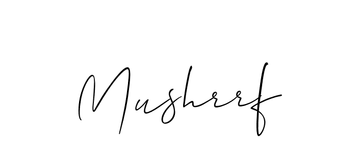 It looks lik you need a new signature style for name Mushrrf. Design unique handwritten (Allison_Script) signature with our free signature maker in just a few clicks. Mushrrf signature style 2 images and pictures png