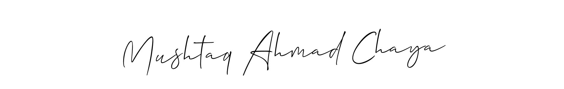 How to make Mushtaq Ahmad Chaya name signature. Use Allison_Script style for creating short signs online. This is the latest handwritten sign. Mushtaq Ahmad Chaya signature style 2 images and pictures png