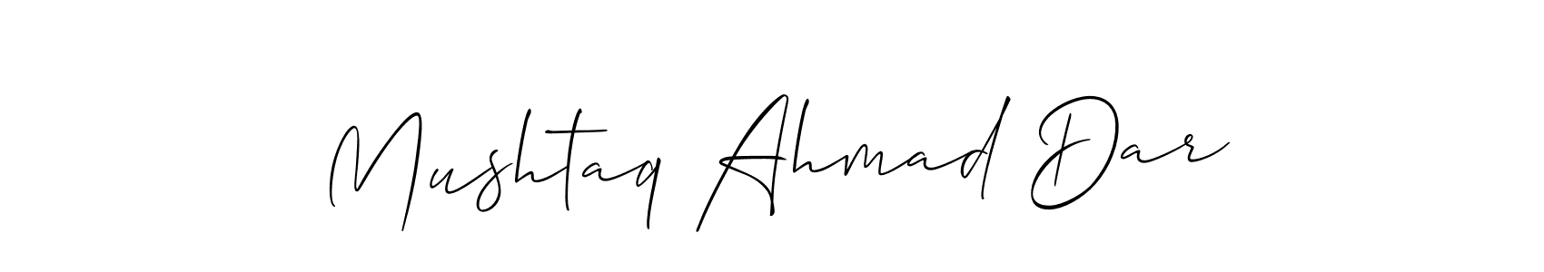 It looks lik you need a new signature style for name Mushtaq Ahmad Dar. Design unique handwritten (Allison_Script) signature with our free signature maker in just a few clicks. Mushtaq Ahmad Dar signature style 2 images and pictures png