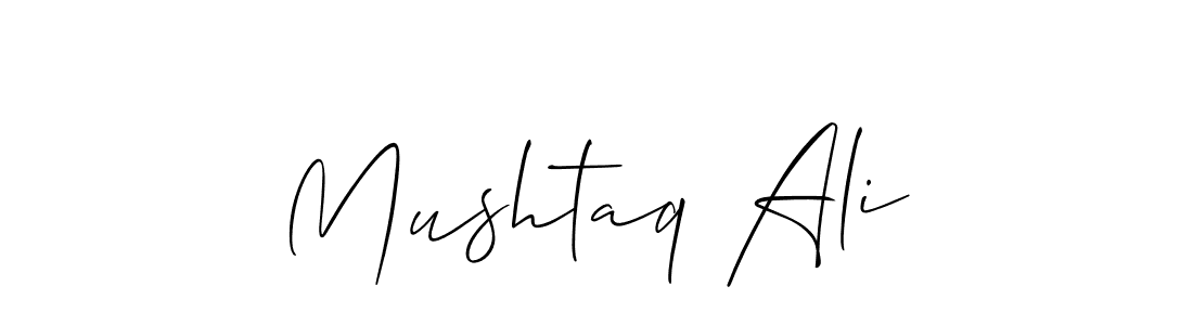 Make a beautiful signature design for name Mushtaq Ali. With this signature (Allison_Script) style, you can create a handwritten signature for free. Mushtaq Ali signature style 2 images and pictures png