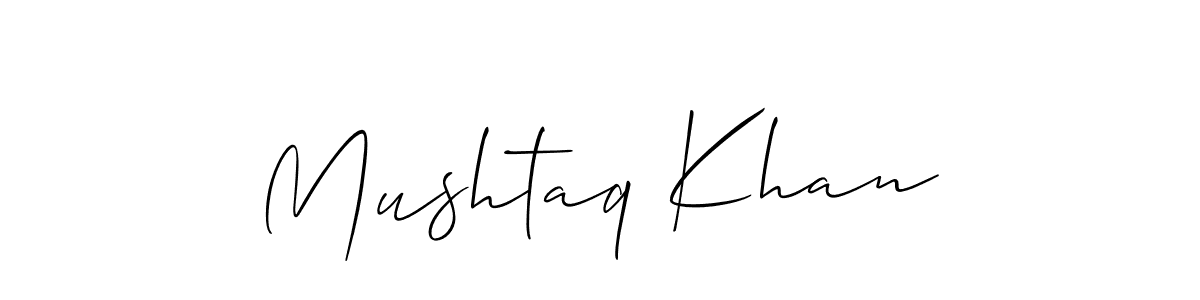 How to make Mushtaq Khan name signature. Use Allison_Script style for creating short signs online. This is the latest handwritten sign. Mushtaq Khan signature style 2 images and pictures png