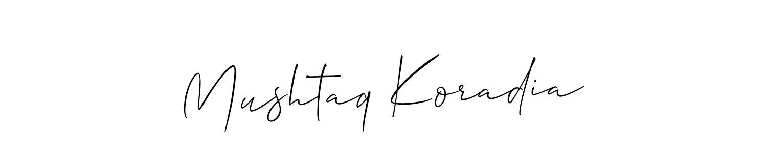 It looks lik you need a new signature style for name Mushtaq Koradia. Design unique handwritten (Allison_Script) signature with our free signature maker in just a few clicks. Mushtaq Koradia signature style 2 images and pictures png