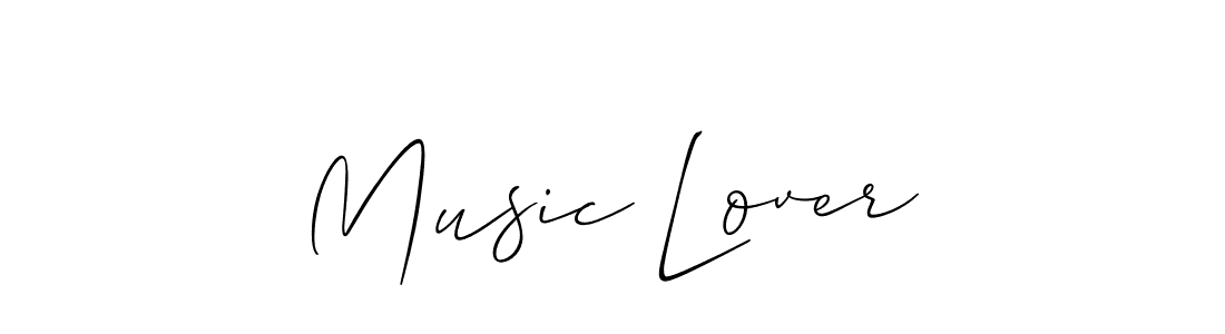 Make a beautiful signature design for name Music Lover. With this signature (Allison_Script) style, you can create a handwritten signature for free. Music Lover signature style 2 images and pictures png