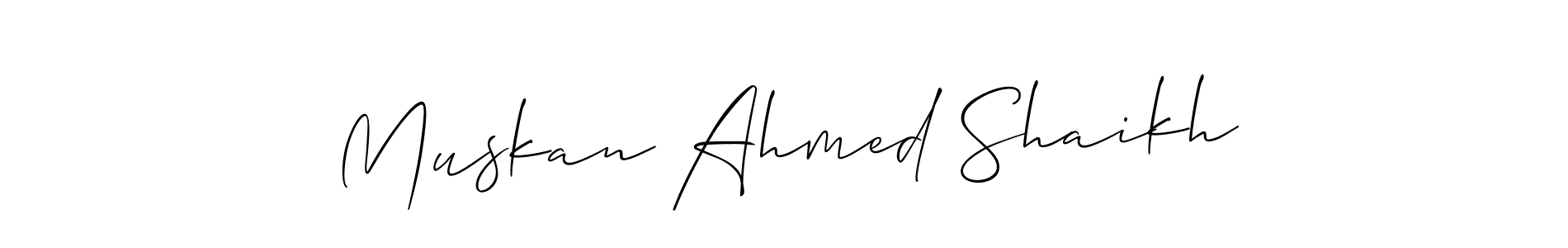 Use a signature maker to create a handwritten signature online. With this signature software, you can design (Allison_Script) your own signature for name Muskan Ahmed Shaikh. Muskan Ahmed Shaikh signature style 2 images and pictures png