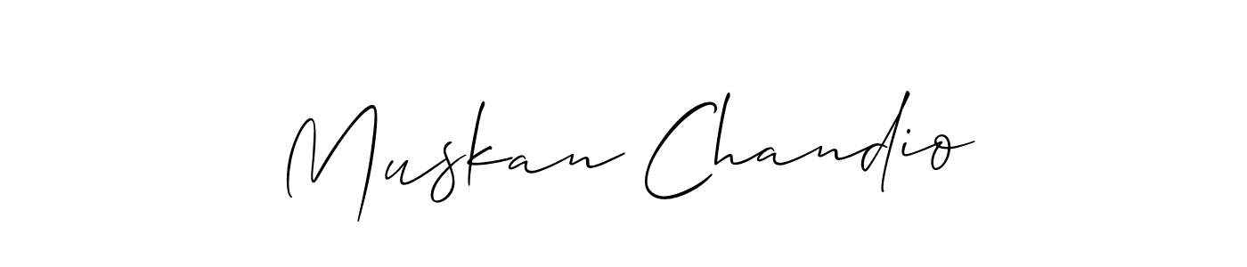 The best way (Allison_Script) to make a short signature is to pick only two or three words in your name. The name Muskan Chandio include a total of six letters. For converting this name. Muskan Chandio signature style 2 images and pictures png