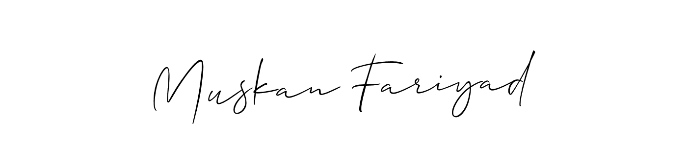 Create a beautiful signature design for name Muskan Fariyad. With this signature (Allison_Script) fonts, you can make a handwritten signature for free. Muskan Fariyad signature style 2 images and pictures png