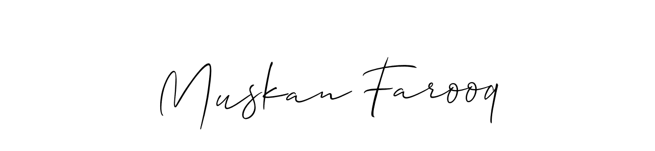 Allison_Script is a professional signature style that is perfect for those who want to add a touch of class to their signature. It is also a great choice for those who want to make their signature more unique. Get Muskan Farooq name to fancy signature for free. Muskan Farooq signature style 2 images and pictures png