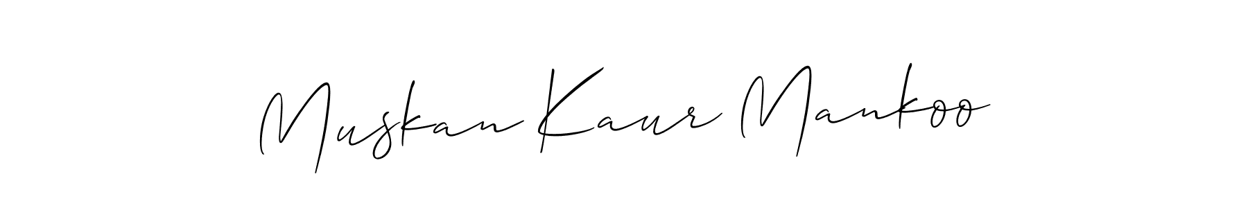 Design your own signature with our free online signature maker. With this signature software, you can create a handwritten (Allison_Script) signature for name Muskan Kaur Mankoo. Muskan Kaur Mankoo signature style 2 images and pictures png