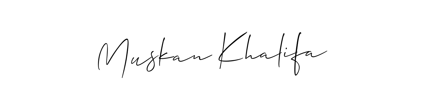 You should practise on your own different ways (Allison_Script) to write your name (Muskan Khalifa) in signature. don't let someone else do it for you. Muskan Khalifa signature style 2 images and pictures png