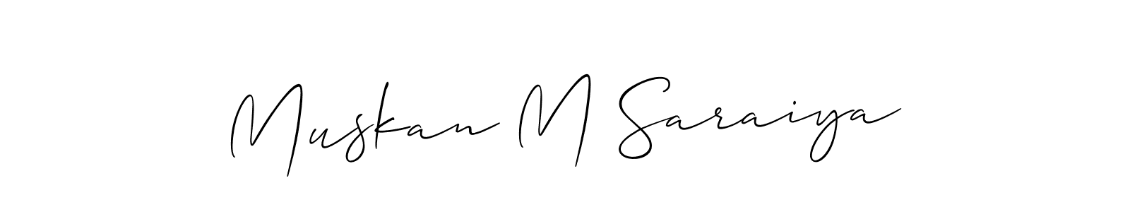 You should practise on your own different ways (Allison_Script) to write your name (Muskan M Saraiya) in signature. don't let someone else do it for you. Muskan M Saraiya signature style 2 images and pictures png