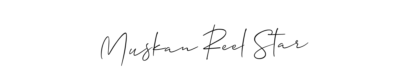 The best way (Allison_Script) to make a short signature is to pick only two or three words in your name. The name Muskan Reel Star include a total of six letters. For converting this name. Muskan Reel Star signature style 2 images and pictures png