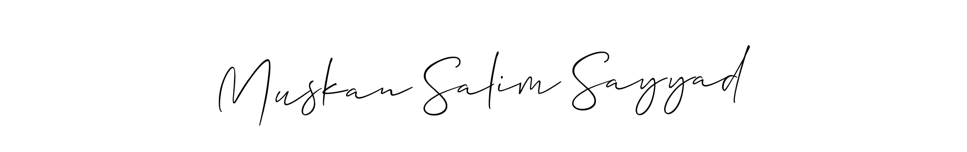 This is the best signature style for the Muskan Salim Sayyad name. Also you like these signature font (Allison_Script). Mix name signature. Muskan Salim Sayyad signature style 2 images and pictures png