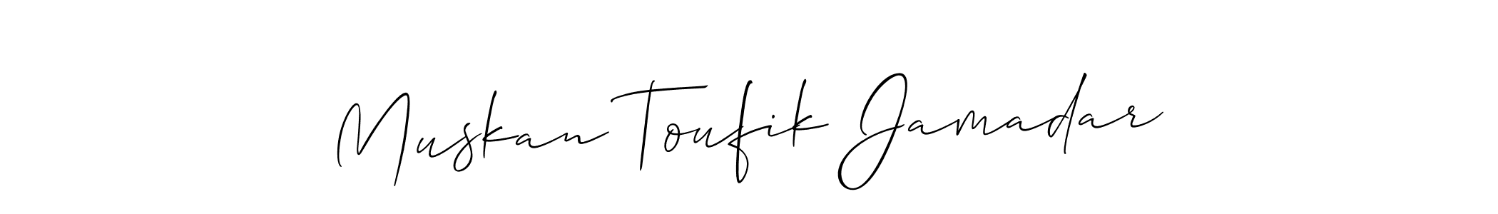 Also we have Muskan Toufik Jamadar name is the best signature style. Create professional handwritten signature collection using Allison_Script autograph style. Muskan Toufik Jamadar signature style 2 images and pictures png