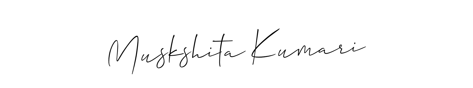 Use a signature maker to create a handwritten signature online. With this signature software, you can design (Allison_Script) your own signature for name Muskshita Kumari. Muskshita Kumari signature style 2 images and pictures png