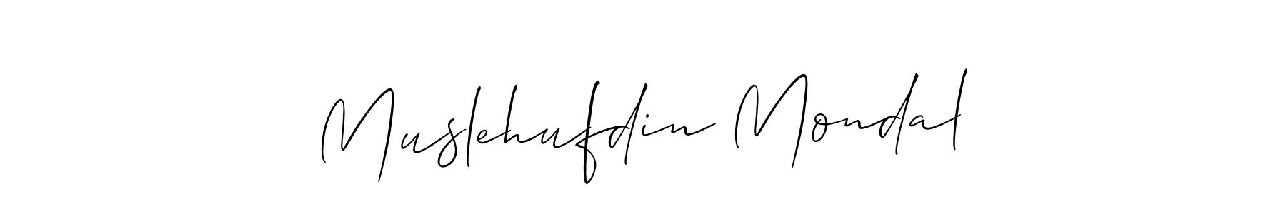 Allison_Script is a professional signature style that is perfect for those who want to add a touch of class to their signature. It is also a great choice for those who want to make their signature more unique. Get Muslehufdin Mondal name to fancy signature for free. Muslehufdin Mondal signature style 2 images and pictures png