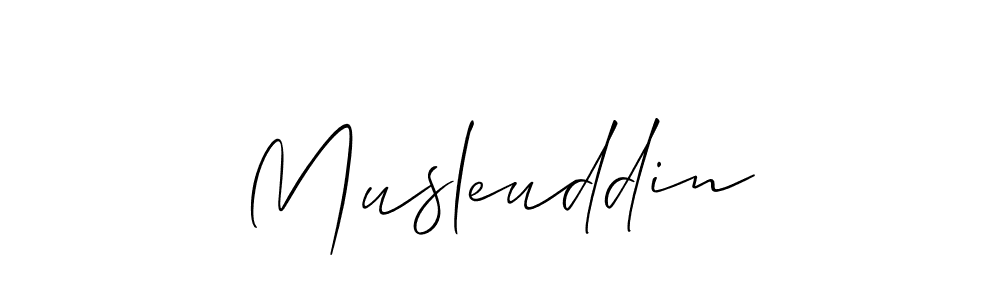 Make a beautiful signature design for name Musleuddin. With this signature (Allison_Script) style, you can create a handwritten signature for free. Musleuddin signature style 2 images and pictures png