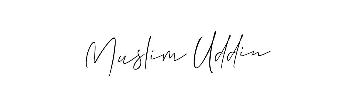 Use a signature maker to create a handwritten signature online. With this signature software, you can design (Allison_Script) your own signature for name Muslim Uddin. Muslim Uddin signature style 2 images and pictures png