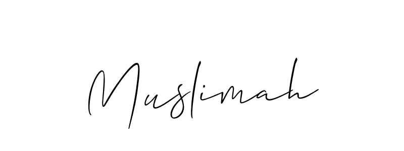 The best way (Allison_Script) to make a short signature is to pick only two or three words in your name. The name Muslimah include a total of six letters. For converting this name. Muslimah signature style 2 images and pictures png