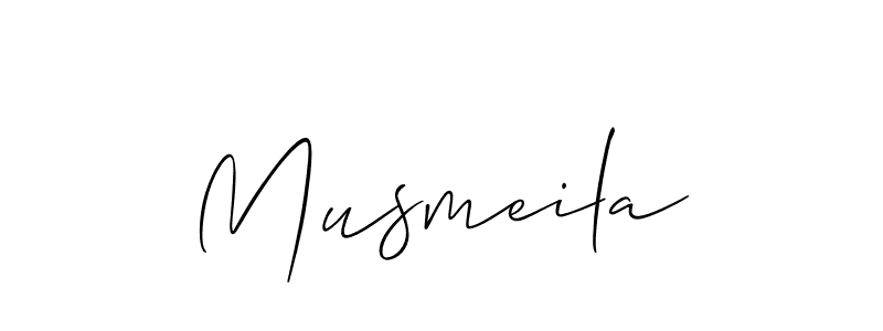 Allison_Script is a professional signature style that is perfect for those who want to add a touch of class to their signature. It is also a great choice for those who want to make their signature more unique. Get Musmeila name to fancy signature for free. Musmeila signature style 2 images and pictures png