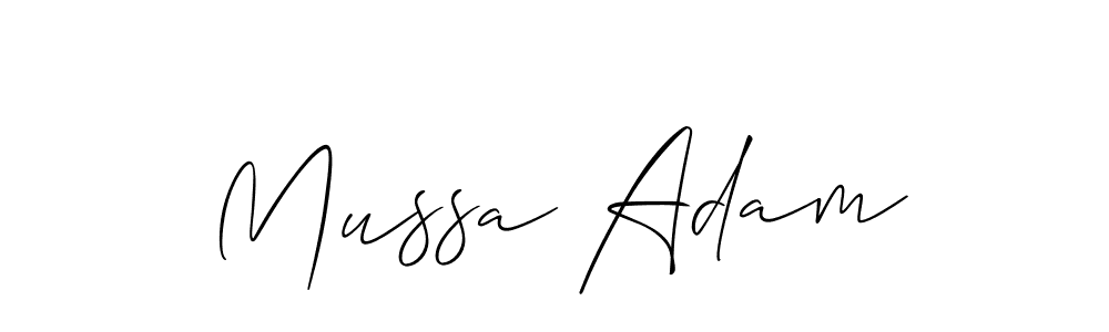 Make a beautiful signature design for name Mussa Adam. With this signature (Allison_Script) style, you can create a handwritten signature for free. Mussa Adam signature style 2 images and pictures png