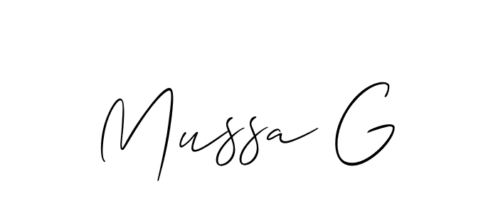 Make a beautiful signature design for name Mussa G. With this signature (Allison_Script) style, you can create a handwritten signature for free. Mussa G signature style 2 images and pictures png