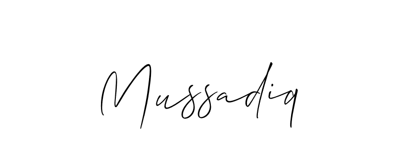 Use a signature maker to create a handwritten signature online. With this signature software, you can design (Allison_Script) your own signature for name Mussadiq. Mussadiq signature style 2 images and pictures png