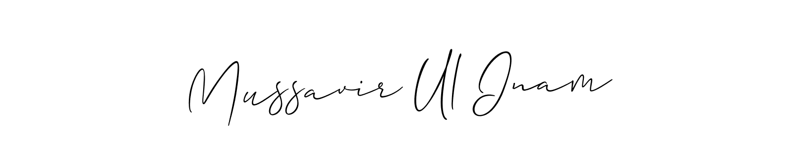 Mussavir Ul Inam stylish signature style. Best Handwritten Sign (Allison_Script) for my name. Handwritten Signature Collection Ideas for my name Mussavir Ul Inam. Mussavir Ul Inam signature style 2 images and pictures png