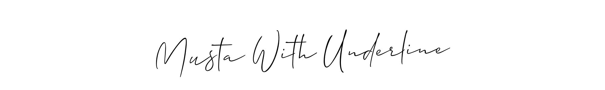 You should practise on your own different ways (Allison_Script) to write your name (Musta With Underline) in signature. don't let someone else do it for you. Musta With Underline signature style 2 images and pictures png