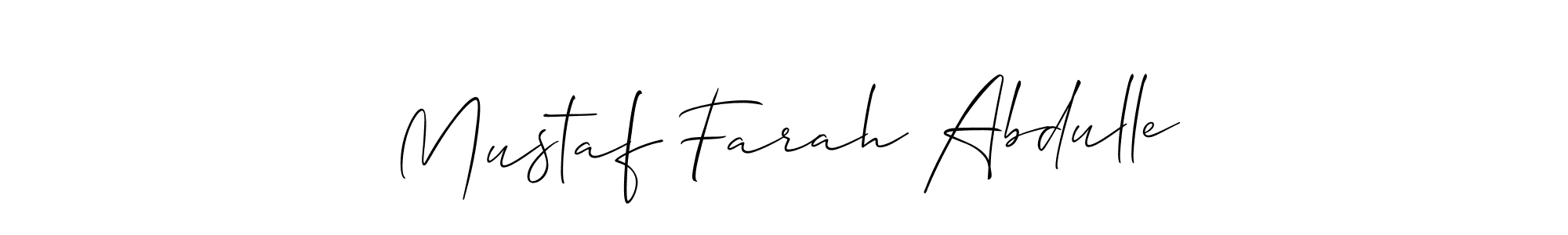 Mustaf Farah Abdulle stylish signature style. Best Handwritten Sign (Allison_Script) for my name. Handwritten Signature Collection Ideas for my name Mustaf Farah Abdulle. Mustaf Farah Abdulle signature style 2 images and pictures png