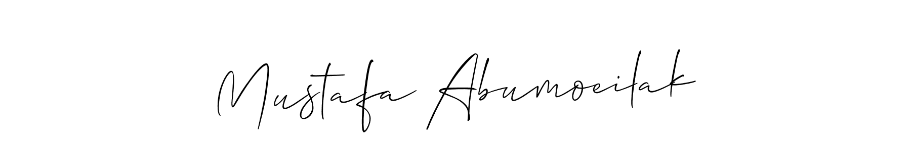 It looks lik you need a new signature style for name Mustafa Abumoeilak. Design unique handwritten (Allison_Script) signature with our free signature maker in just a few clicks. Mustafa Abumoeilak signature style 2 images and pictures png